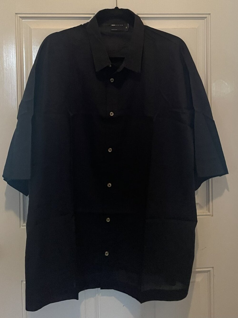 2XL ASOS DESIGN boxy oversized shirt in linen look in black